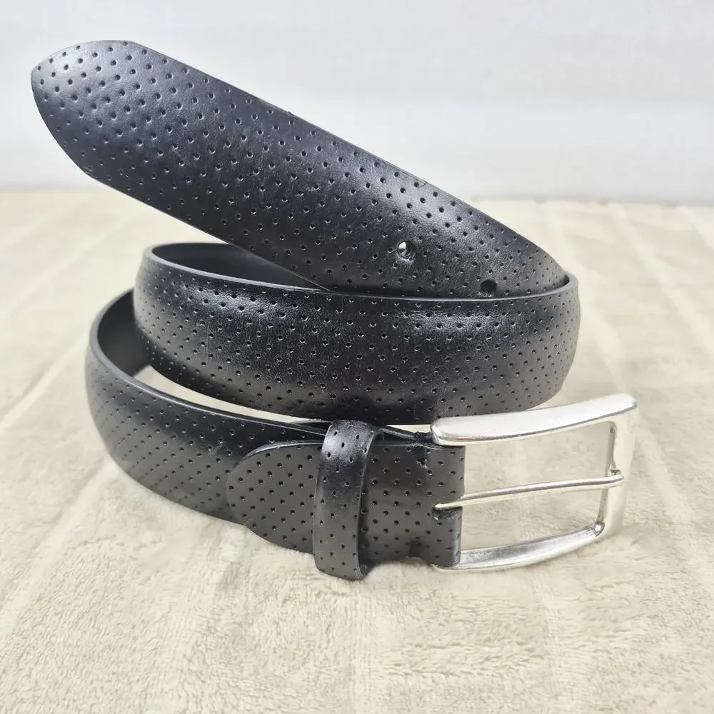 Paolo Vitale Black Genuine Leather Belt Handmade In Italy size 90cm US L 34-36